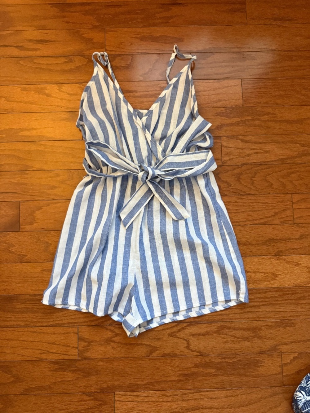 Blue & White Striped Romper